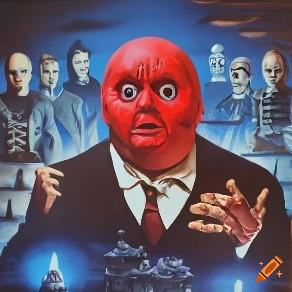 vintage Doctor Who film poster painting with iconic villains
