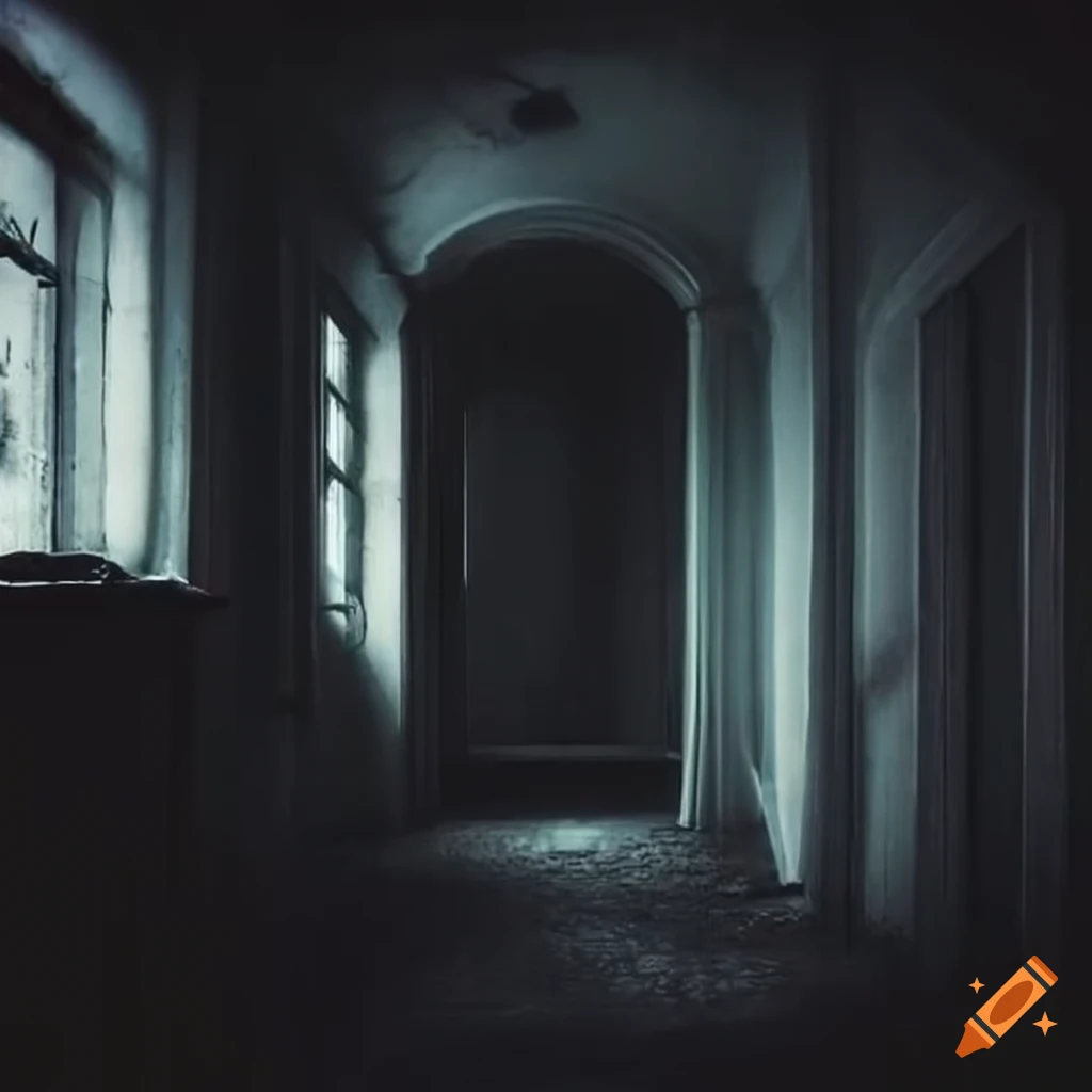 dark and creepy interior of a house