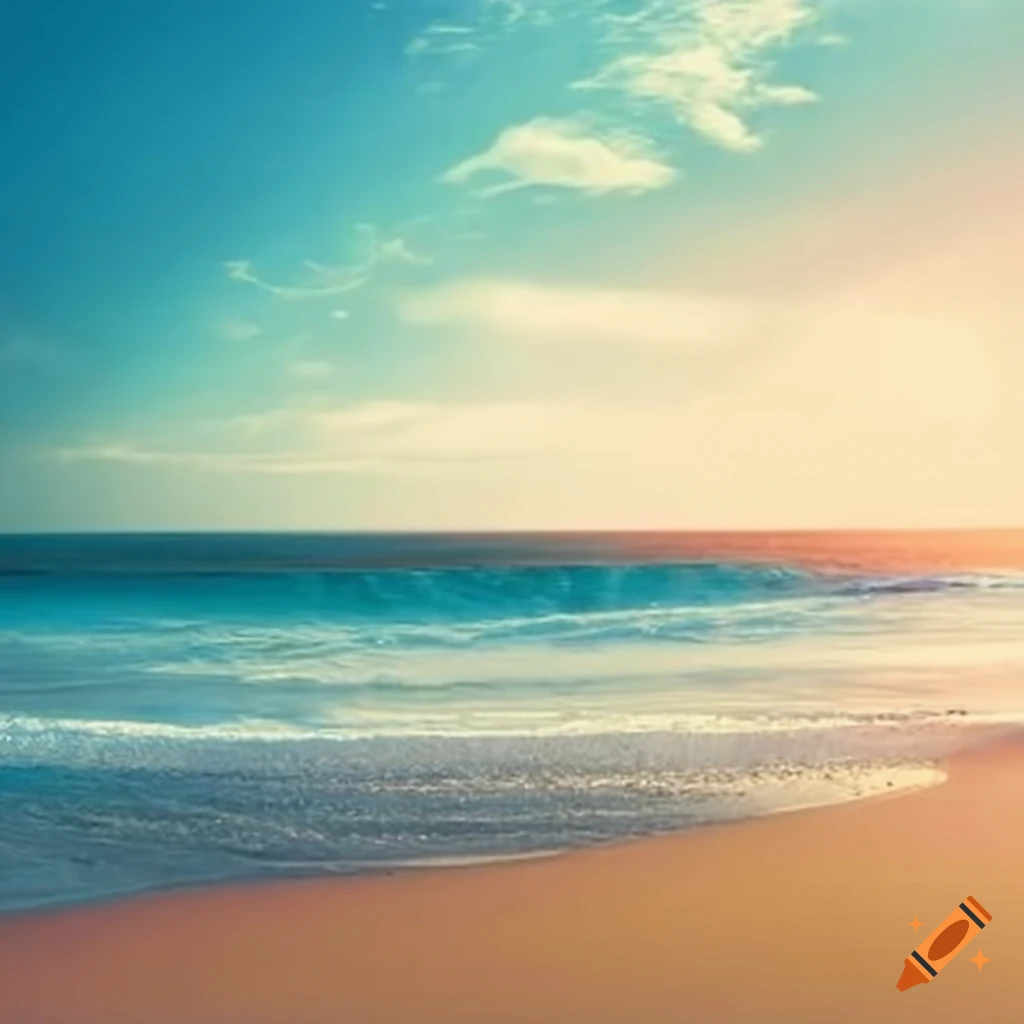 sunny beach with waves crashing