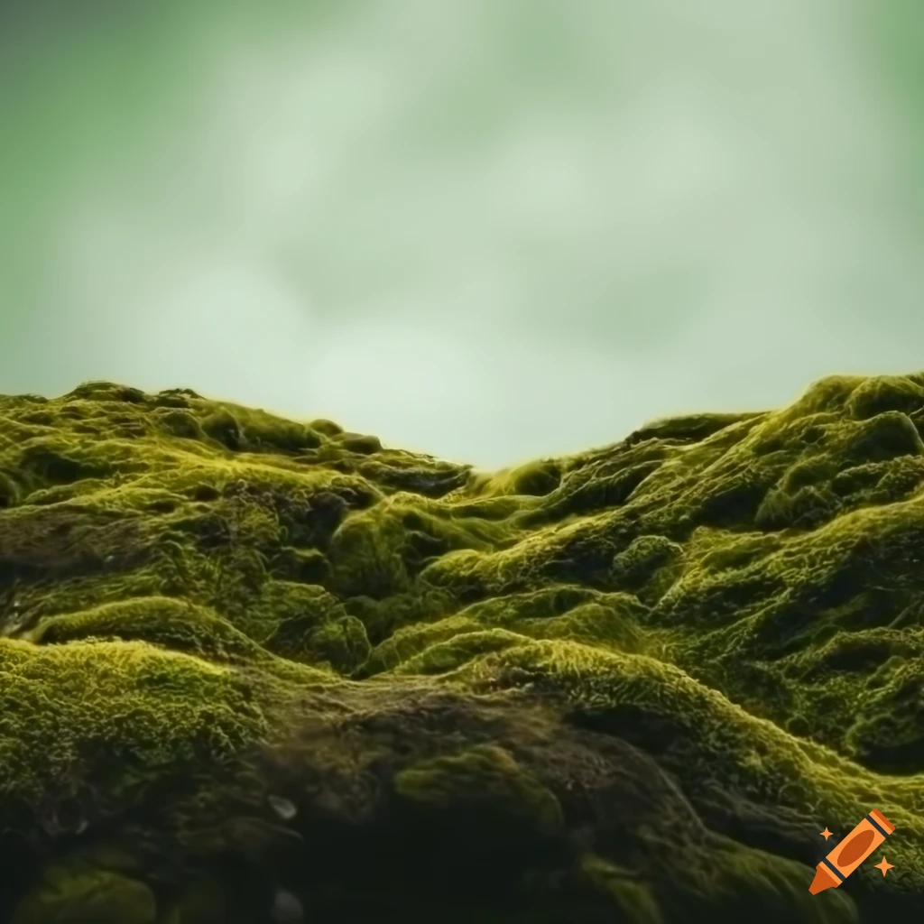 minimalist mossy hill on blank background