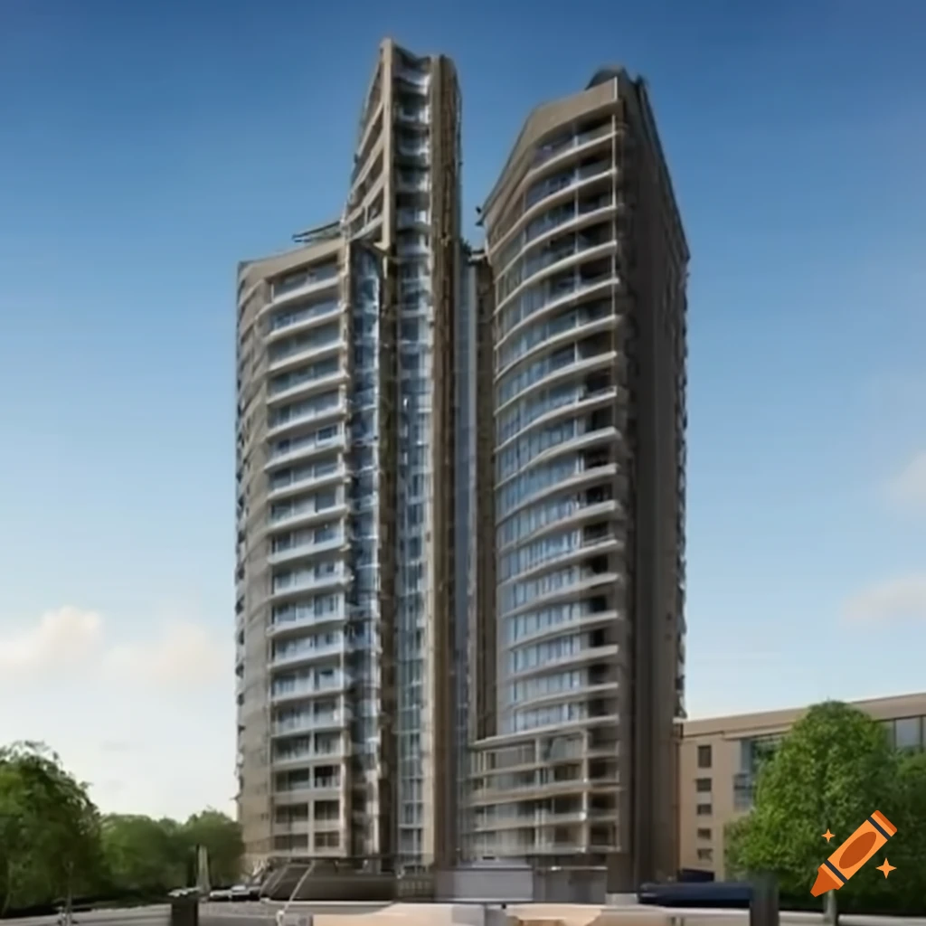 High definition image of an apartment tower complex on Craiyon