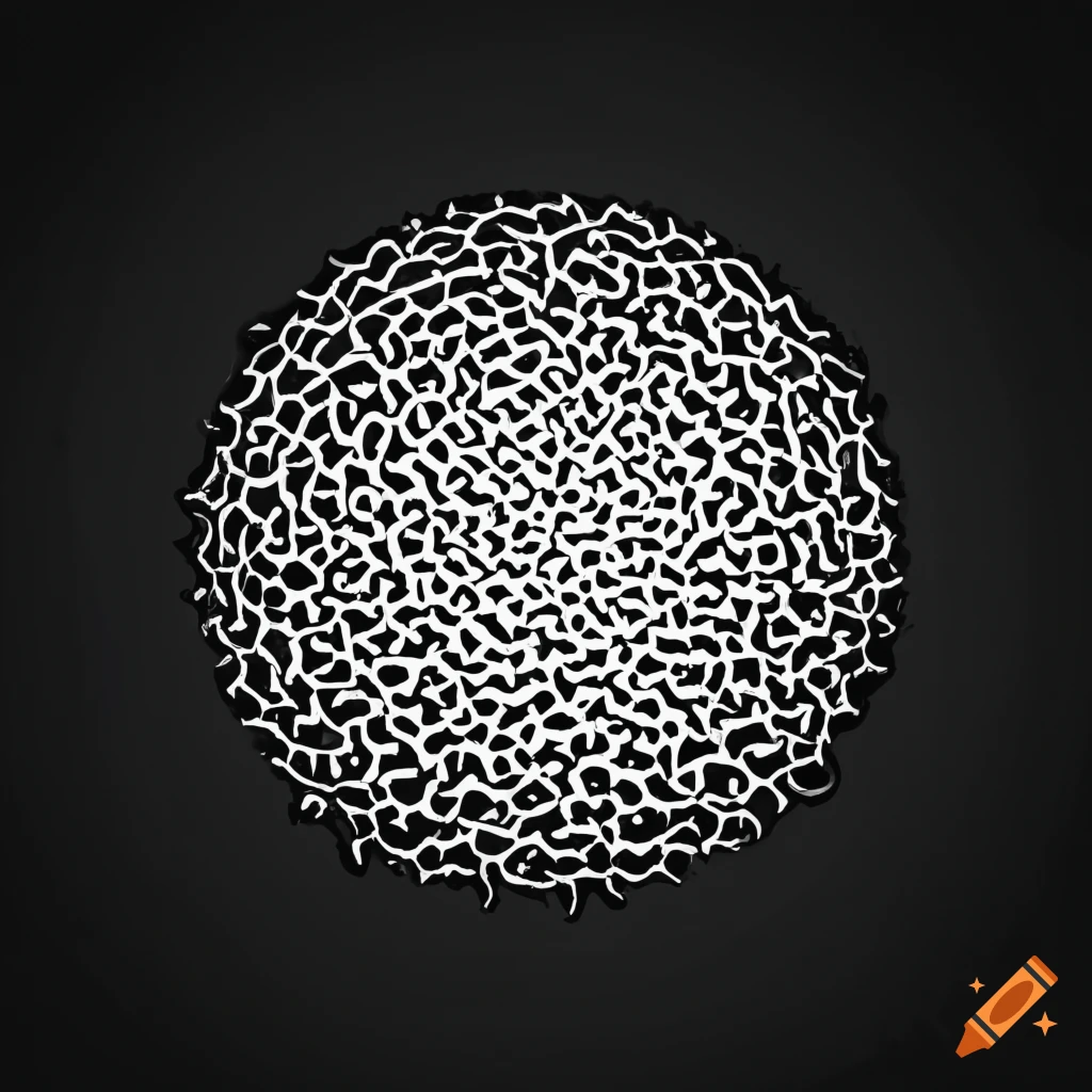 minimalistic circular mycellium on black background