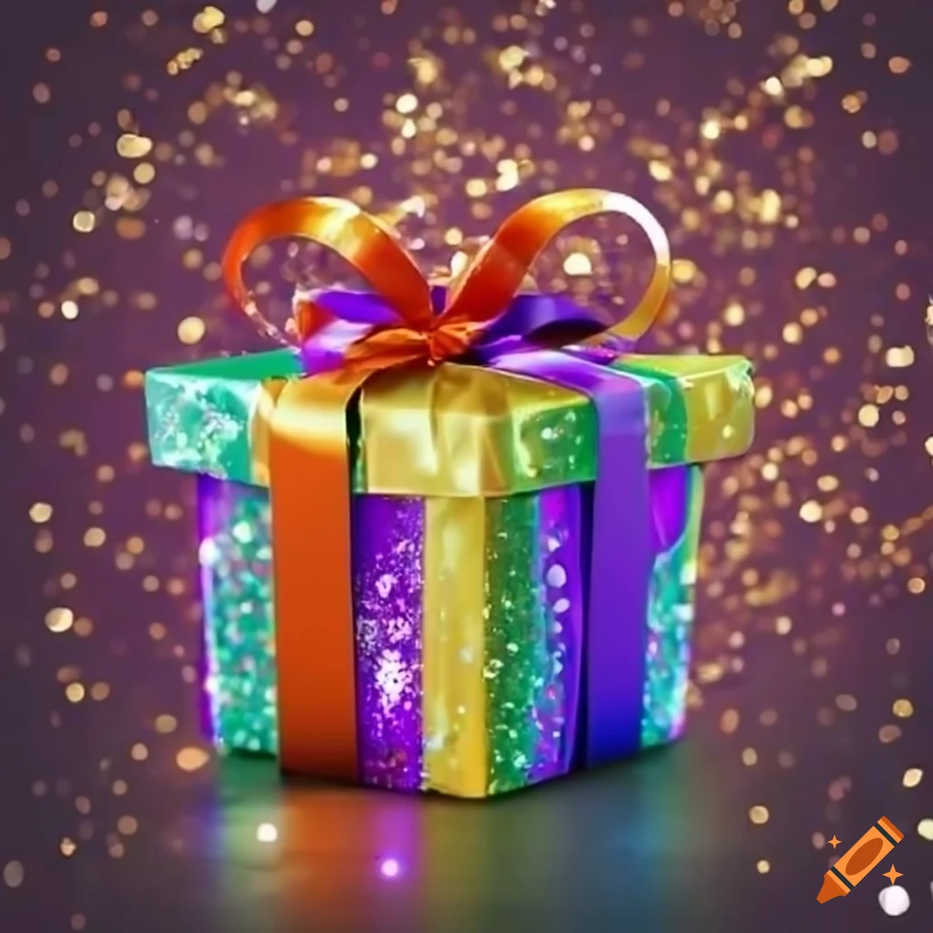 colorful gift with sparkling background