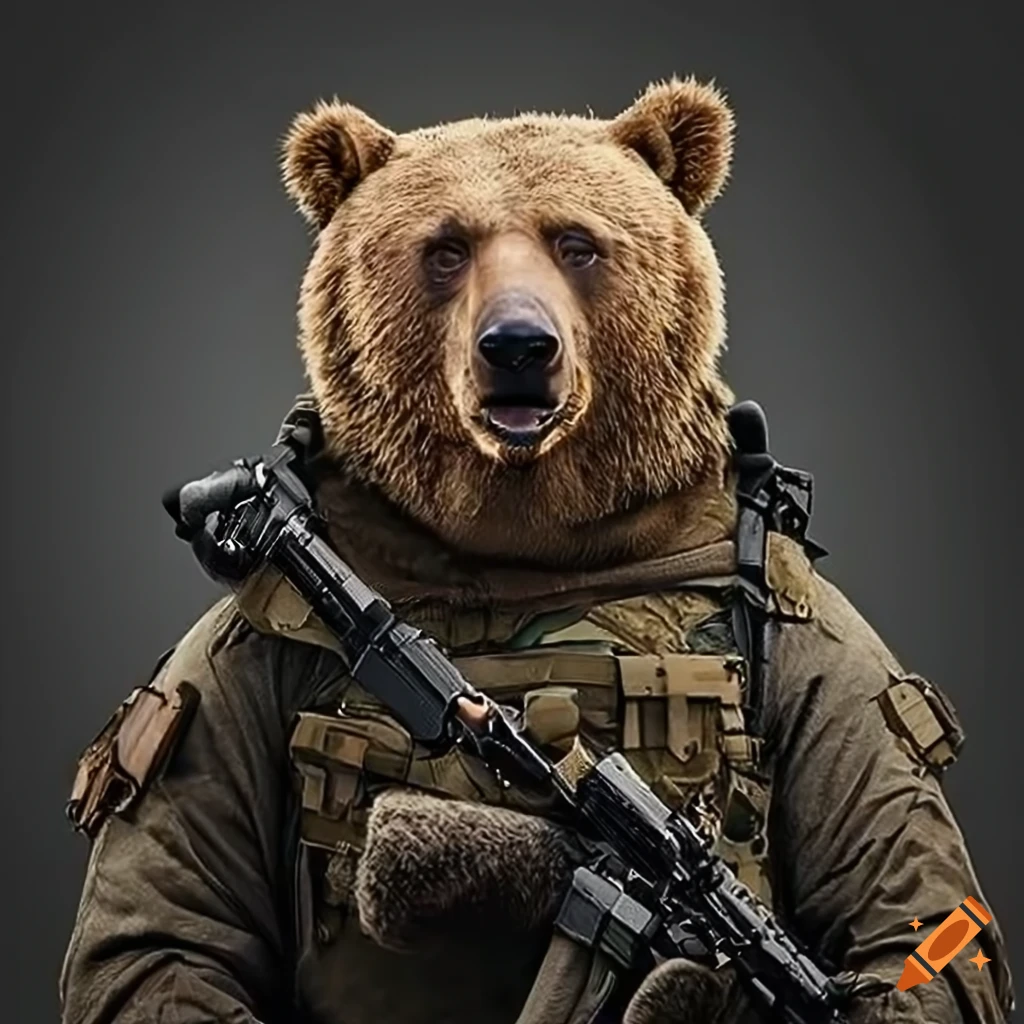 photo realistic image of a military bear