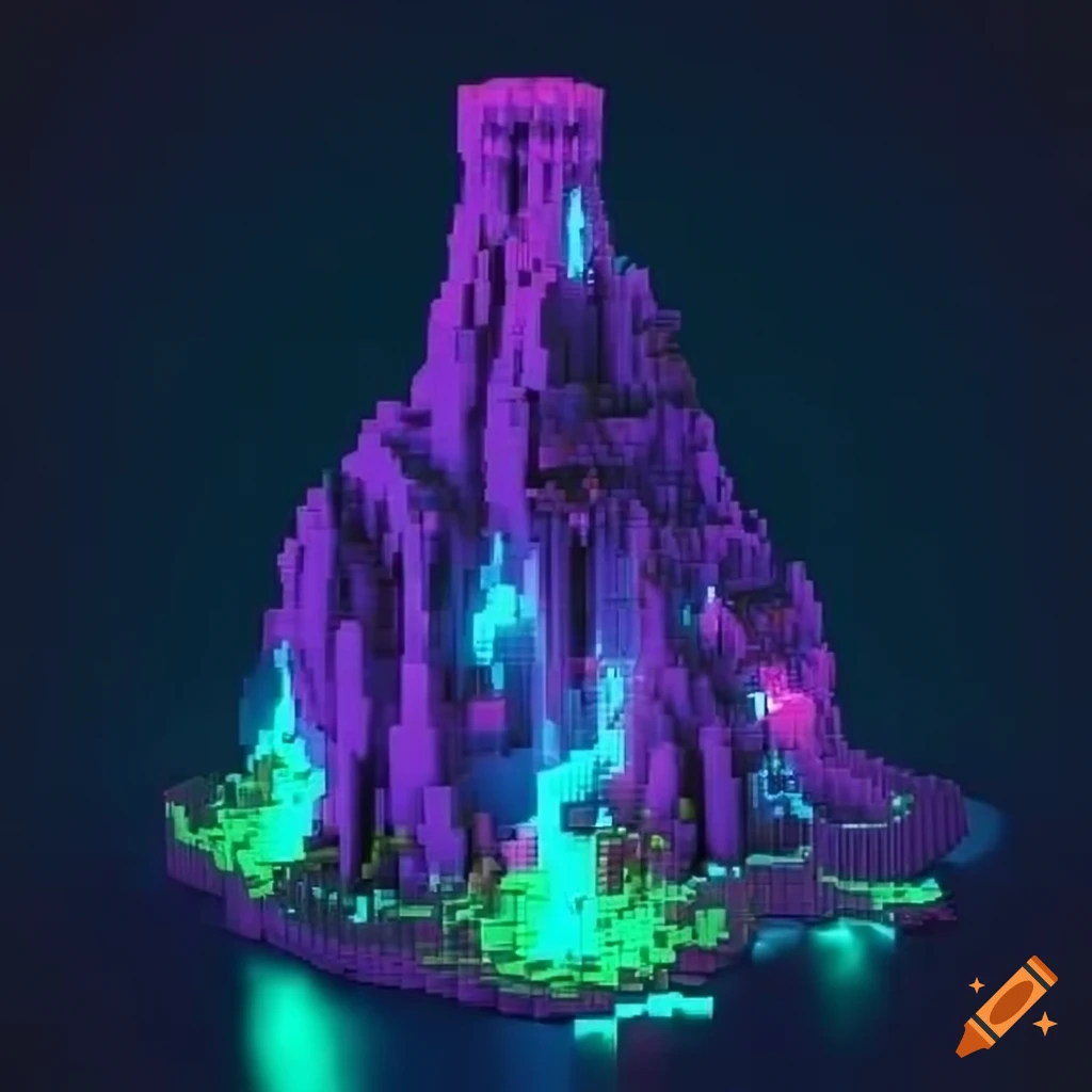 voxel-art-of-a-gothic-mansion-inside-a-volcanic-mountain-on-craiyon