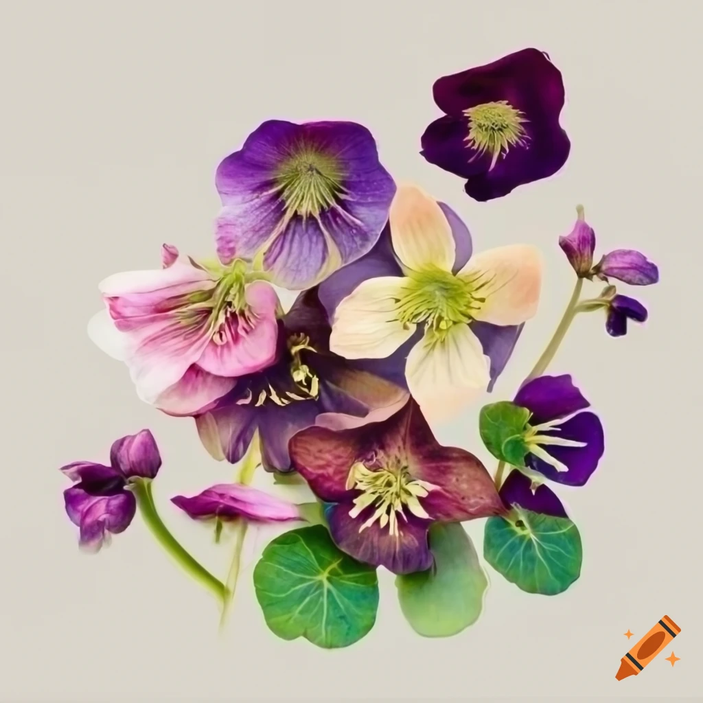pressed flowers on a white background