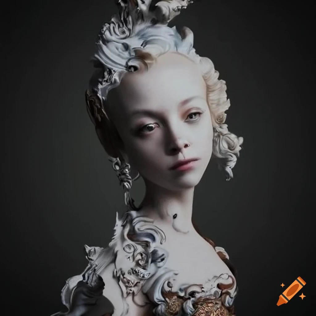 Rococo art style painting of a madman
