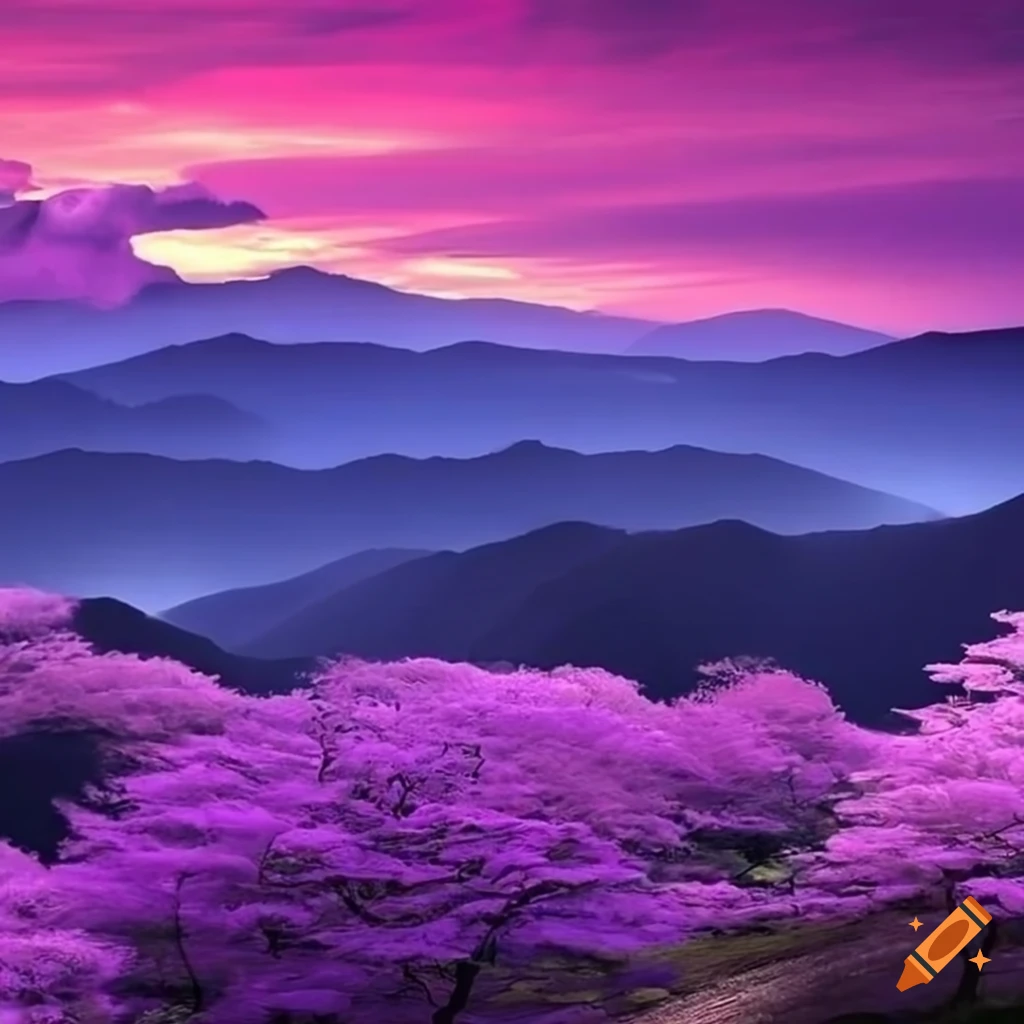 HD wallpaper of a purple Japanese landscape