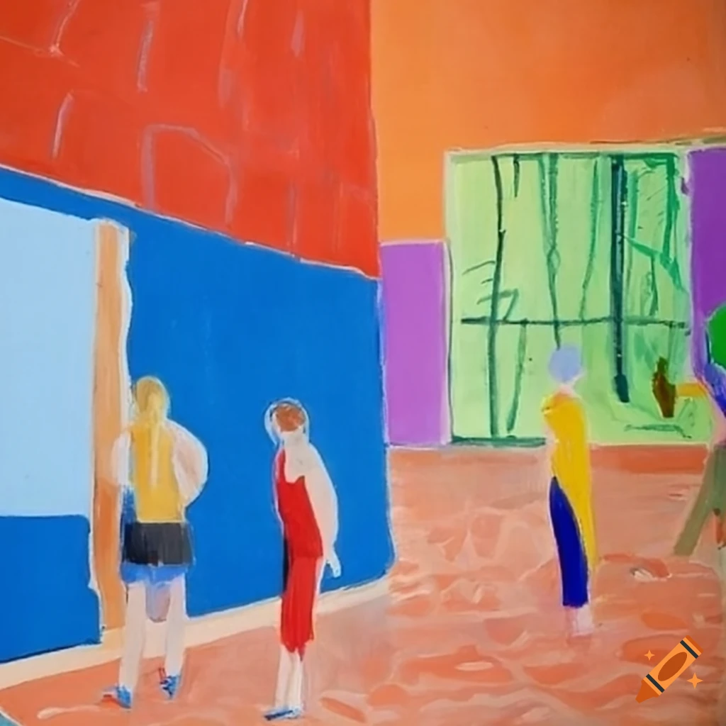 gymnasium artwork inspired by Picasso and Hockney