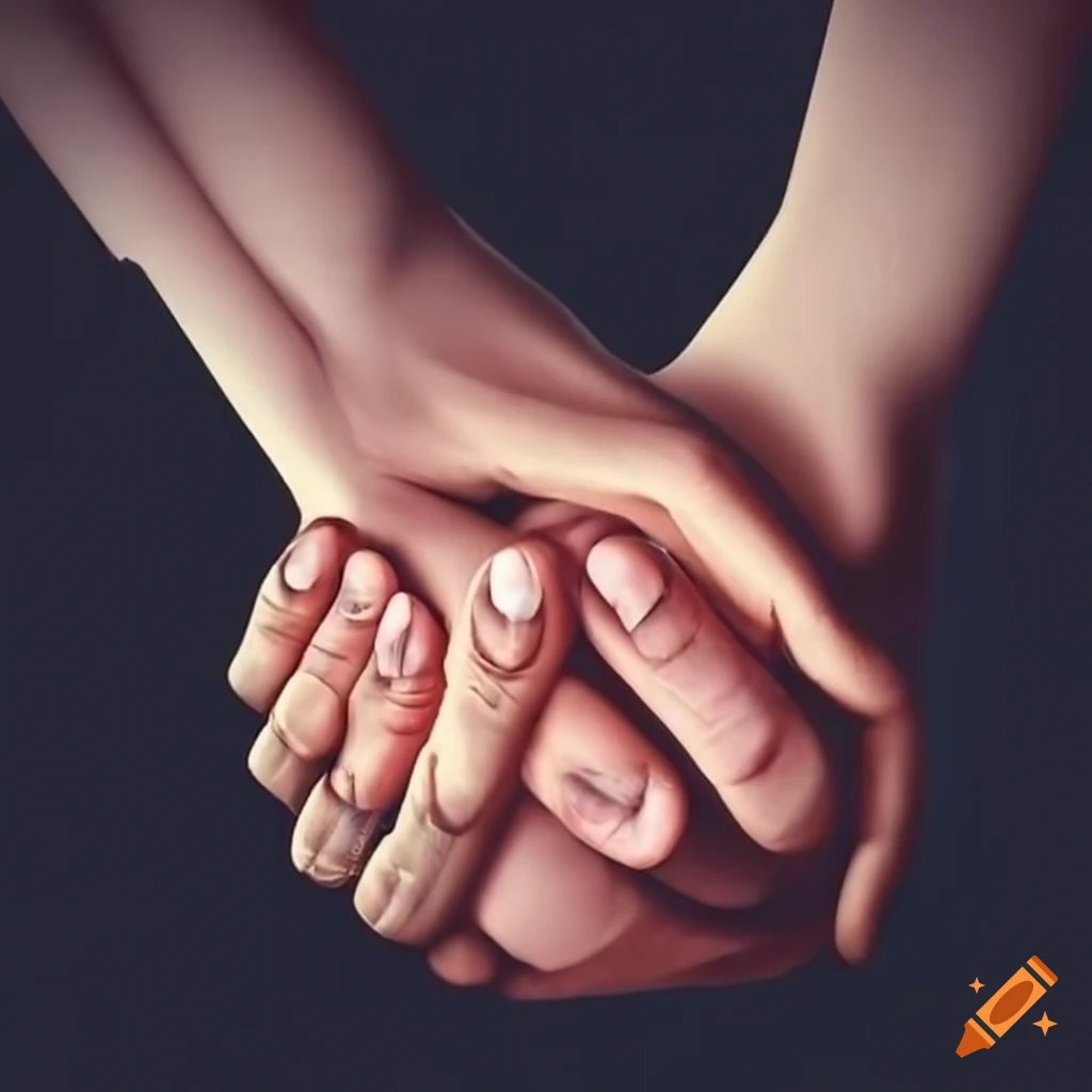 two hands holding each other