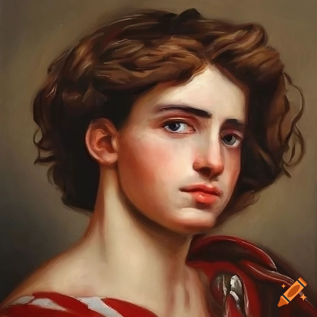 detailed oil painting of a confident male god