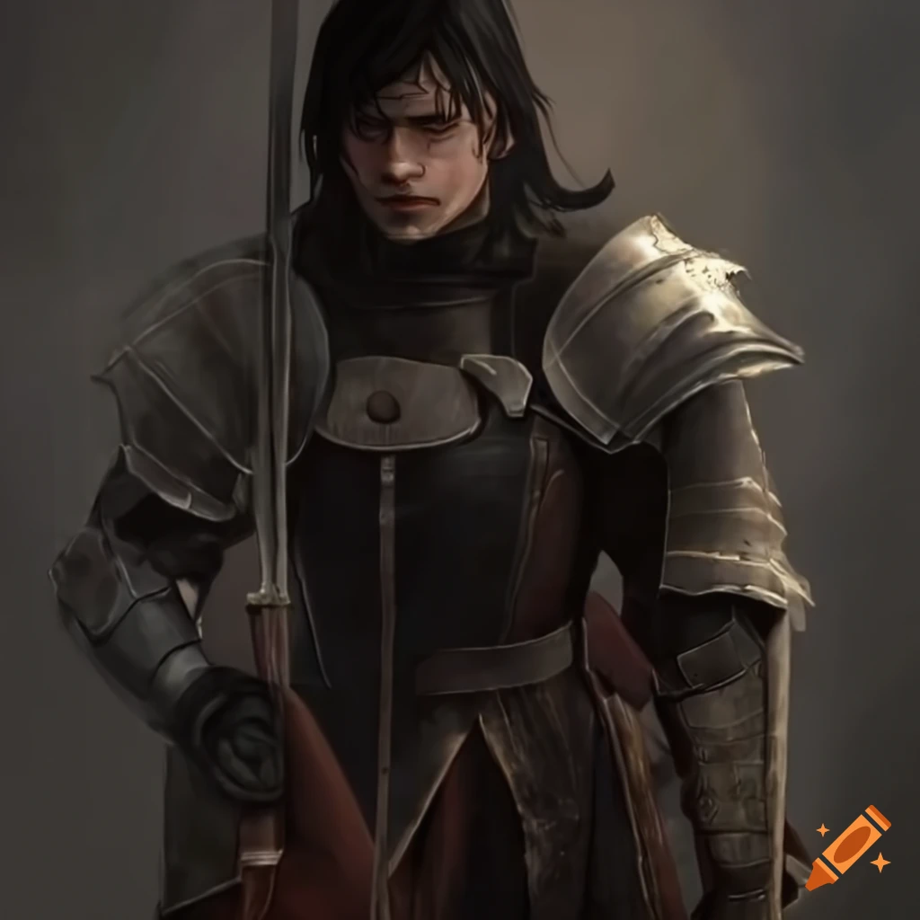 fashionable cosplay with leather armor and unique swords