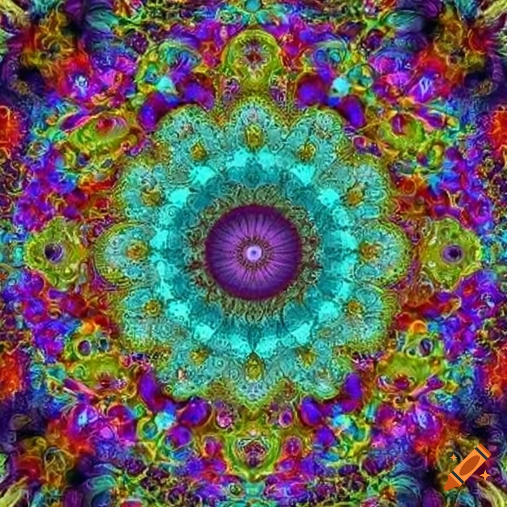 vibrant multicolored mandala with gold accents
