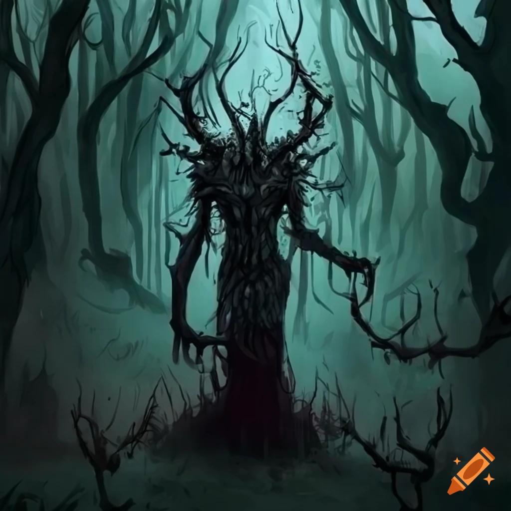 art of a menacing forest demon