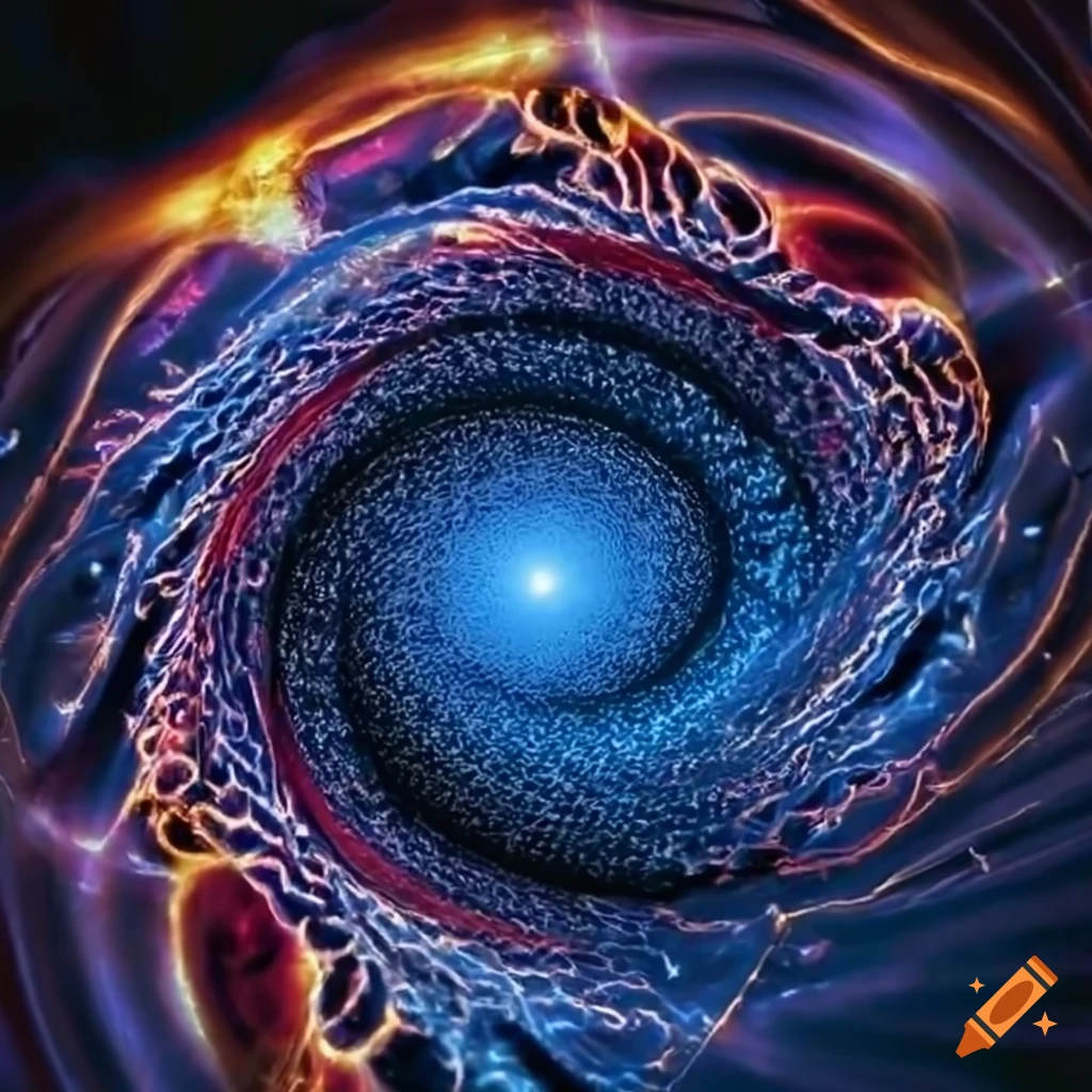 cosmic energy spiralling in a pitch black void