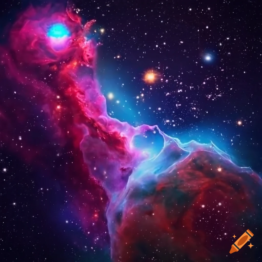 cosmic orchestra playing amidst nebulae and celestial bodies