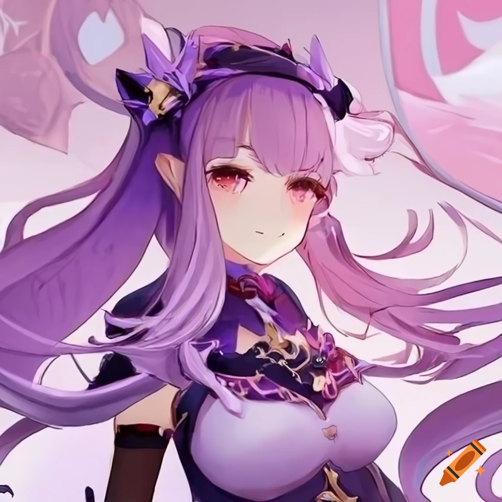 digital art of a beautiful girl in violet and pink