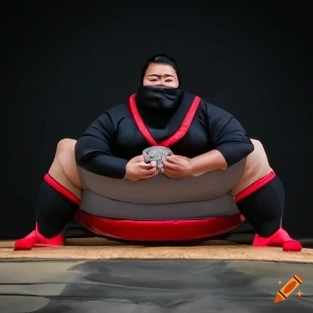 Image of a sumo wrestler dressed as a ninja on Craiyon