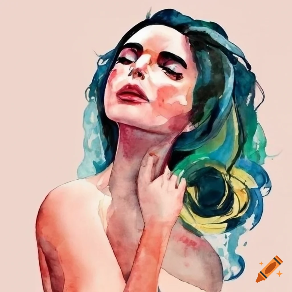 watercolor portrait of a beautiful woman