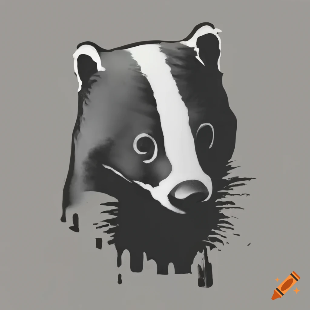 stencil art of a badger spraying