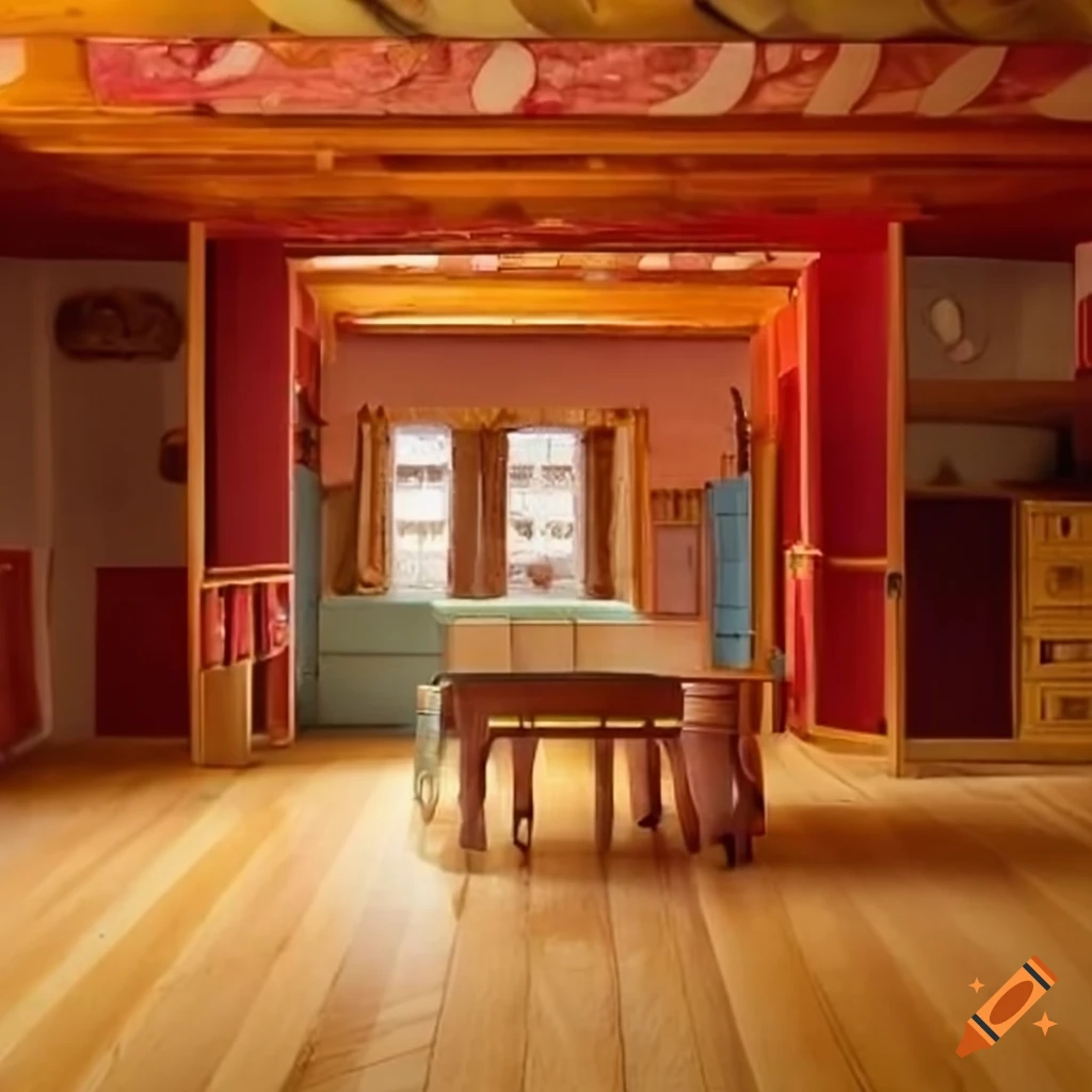 vibrant interior of a dollhouse