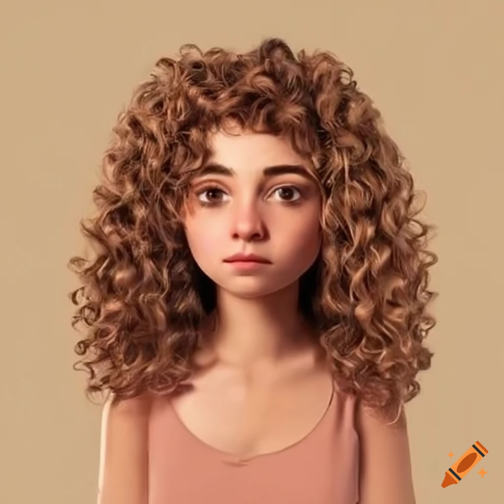 Greek girl with curly brown hair in casual attire