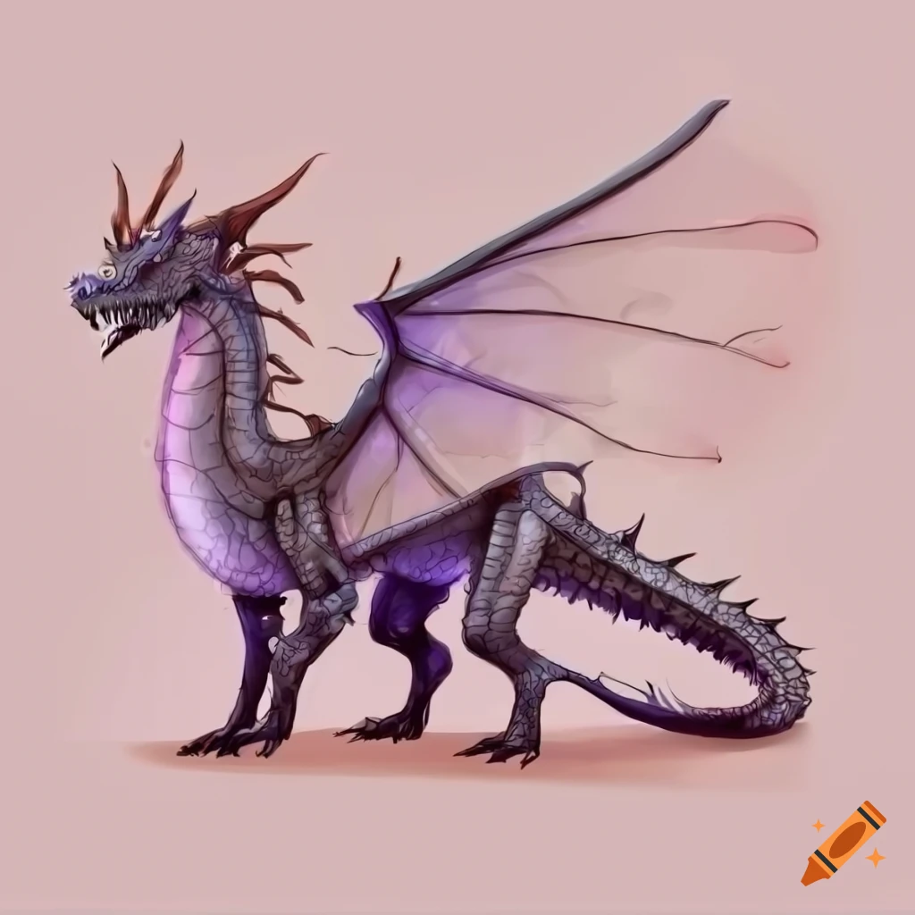 side view illustration of a detailed dragon with wings