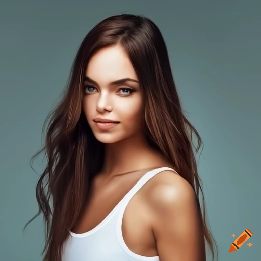 portrait of a beautiful woman with dark brown hair and a slight smile
