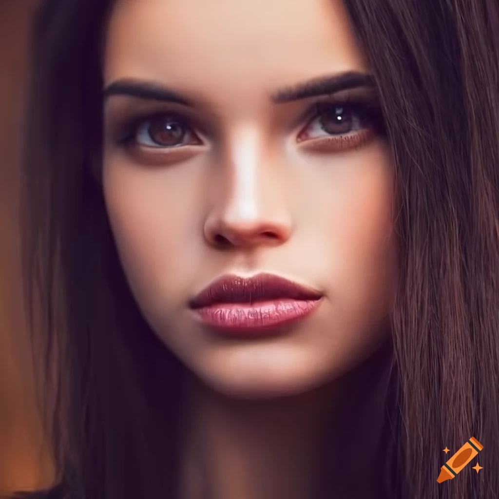 portrait of a beautiful young woman with dark brown hair