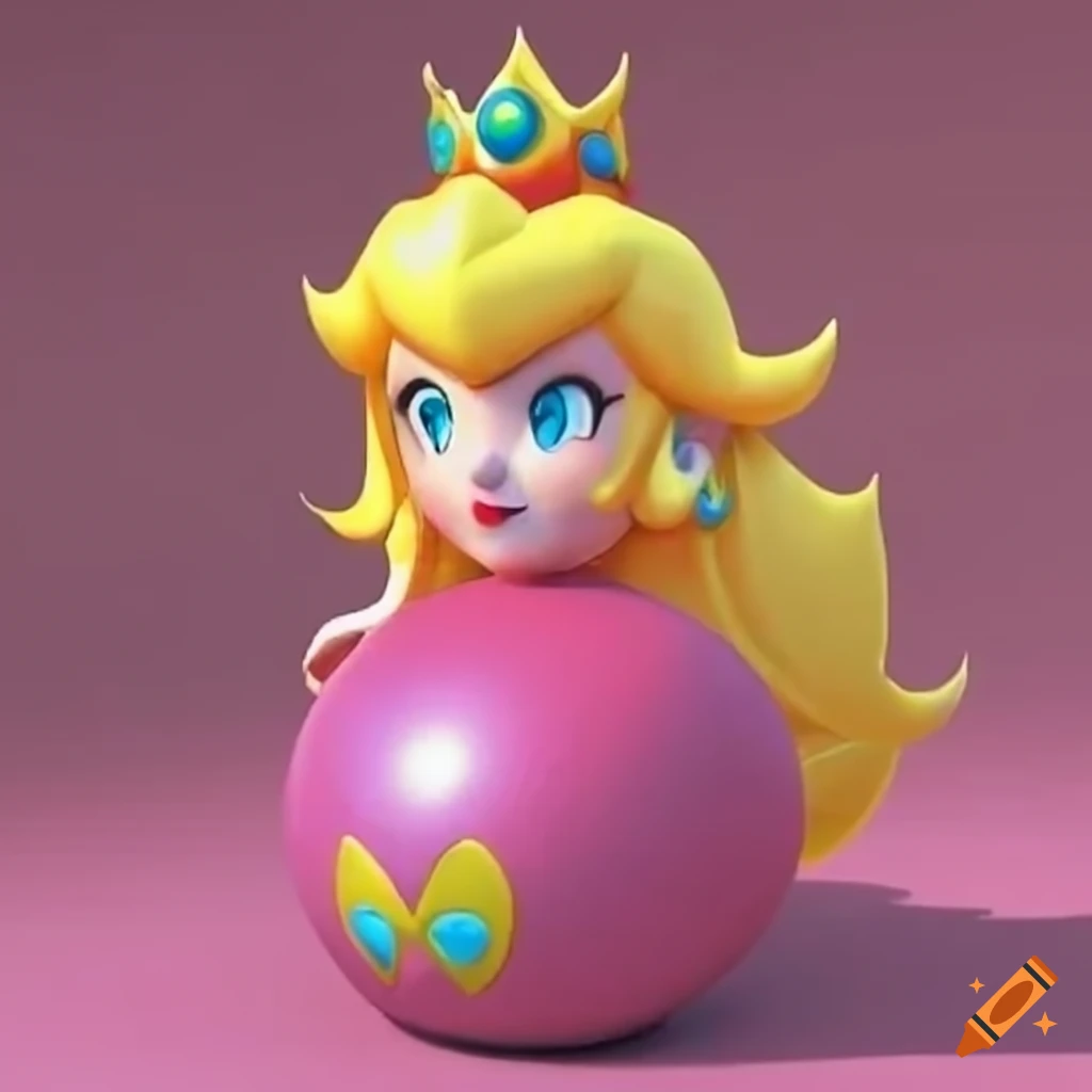 Princess peach inside a rubber ball