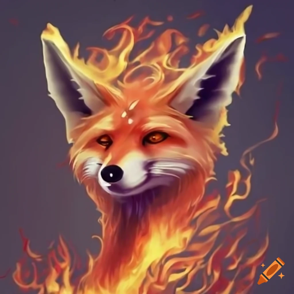 digital art of a fire fox demon