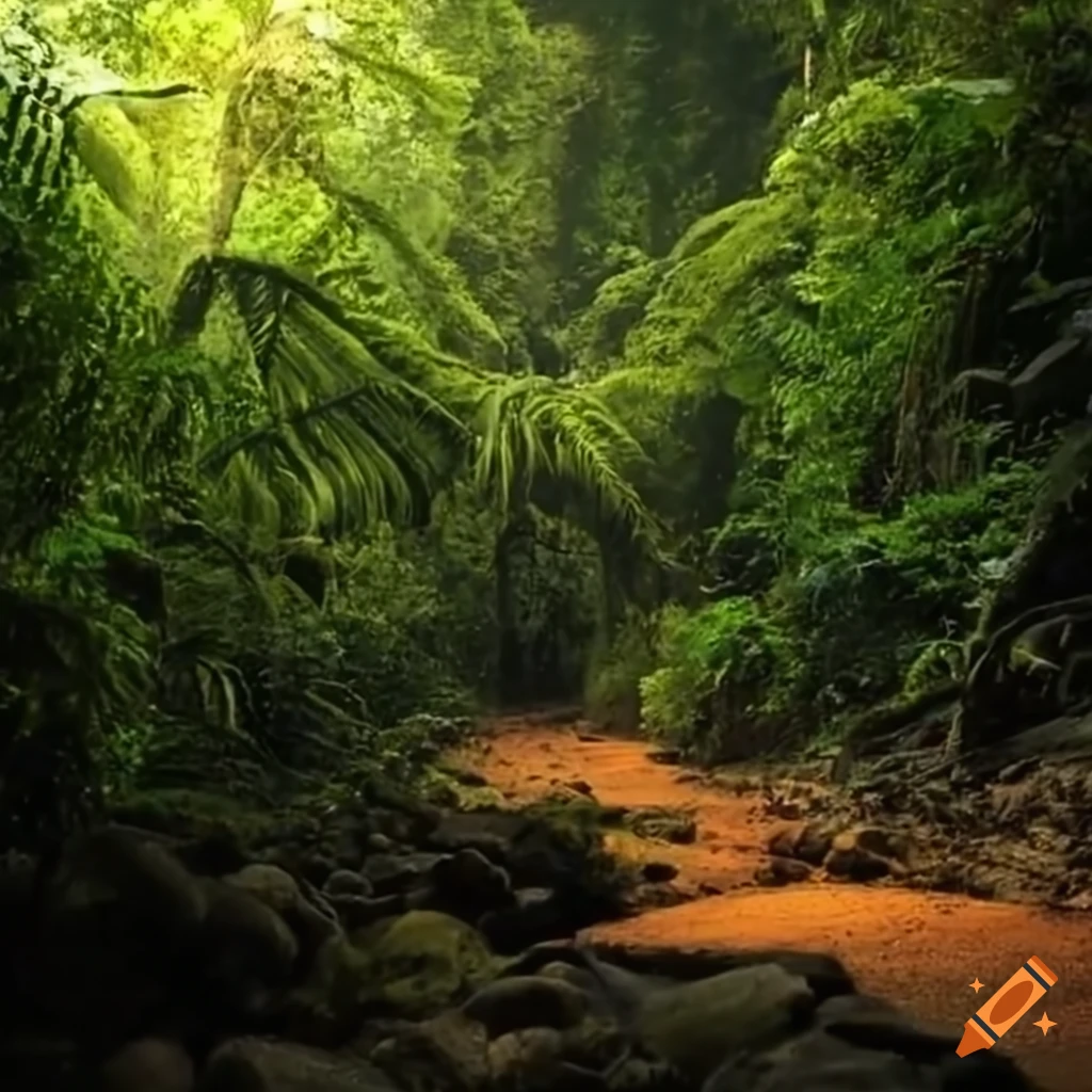 narrow path for a jeep wrangler in a dense jungle