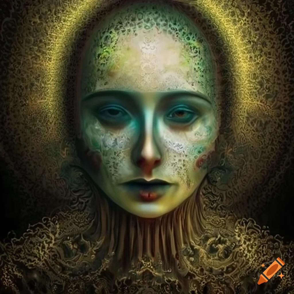 surreal painting with seance and fractal patterns