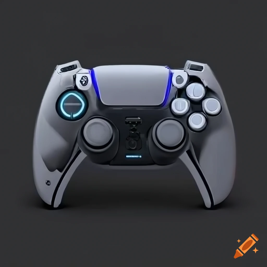 Black background with futuristic ps5 controller on Craiyon
