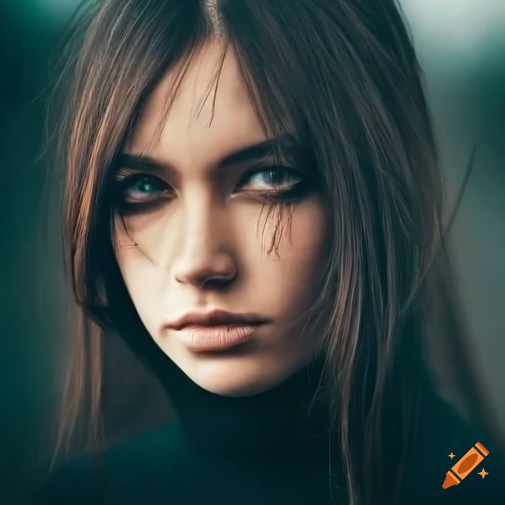 portrait of a beautiful woman with dark brown hair