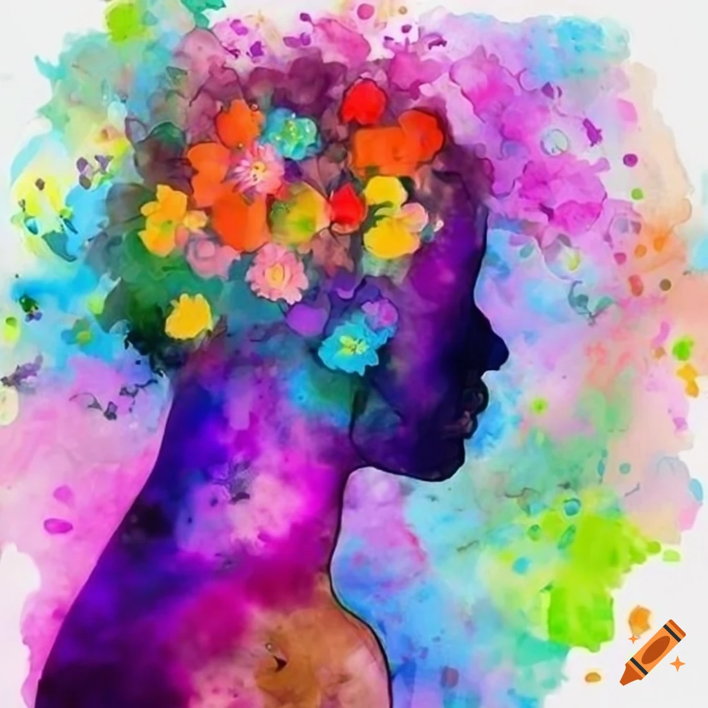 silhouette with flowers growing out of the head