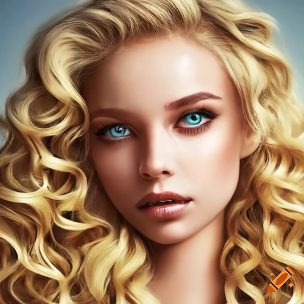 Portrait of a woman with green eyes and blonde hair on Craiyon