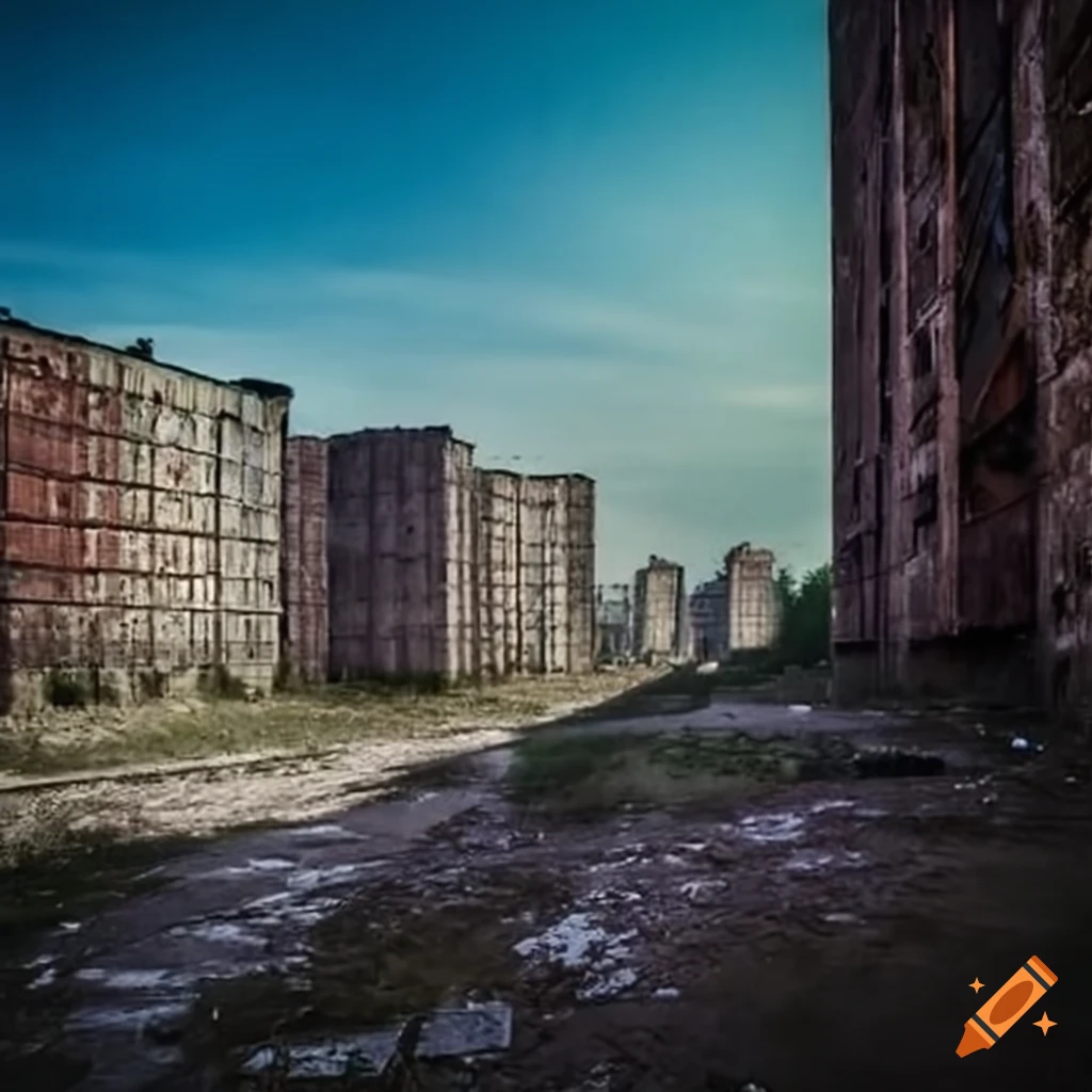 Gritty image of a soviet-era concrete slum