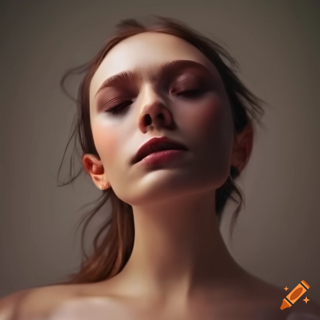 cinematic photography of a cozy bedroom with brown-haired person