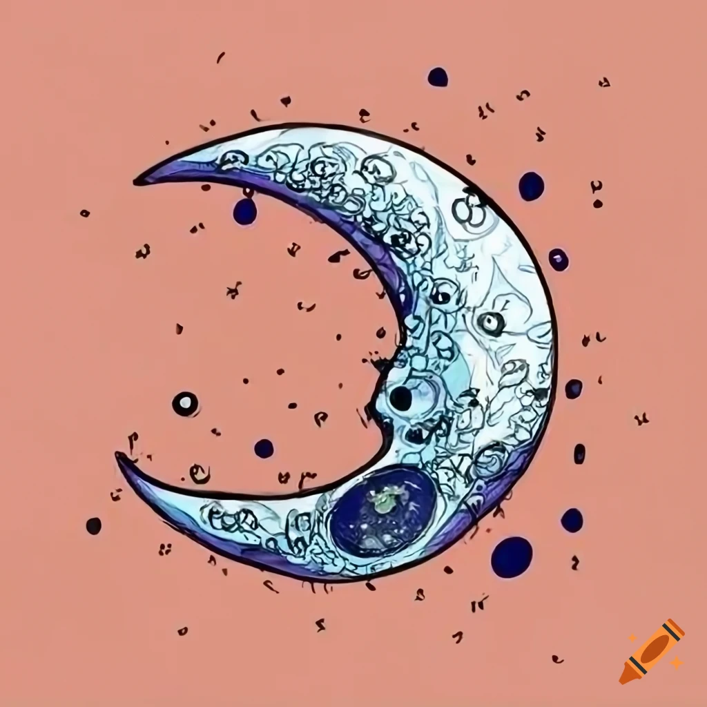 doodle art of a moon
