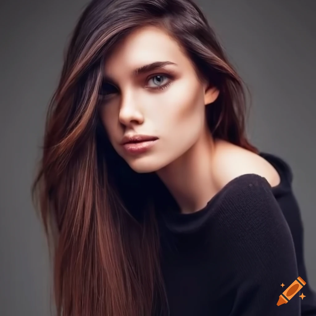 portrait of a beautiful woman with dark brown hair and brown eyes
