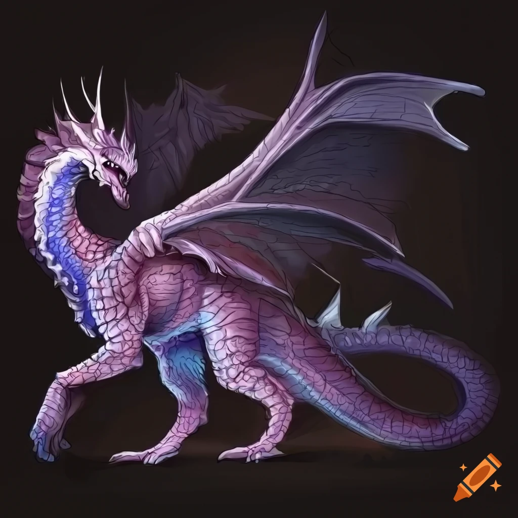 detailed dragon concept art with wings and four legs