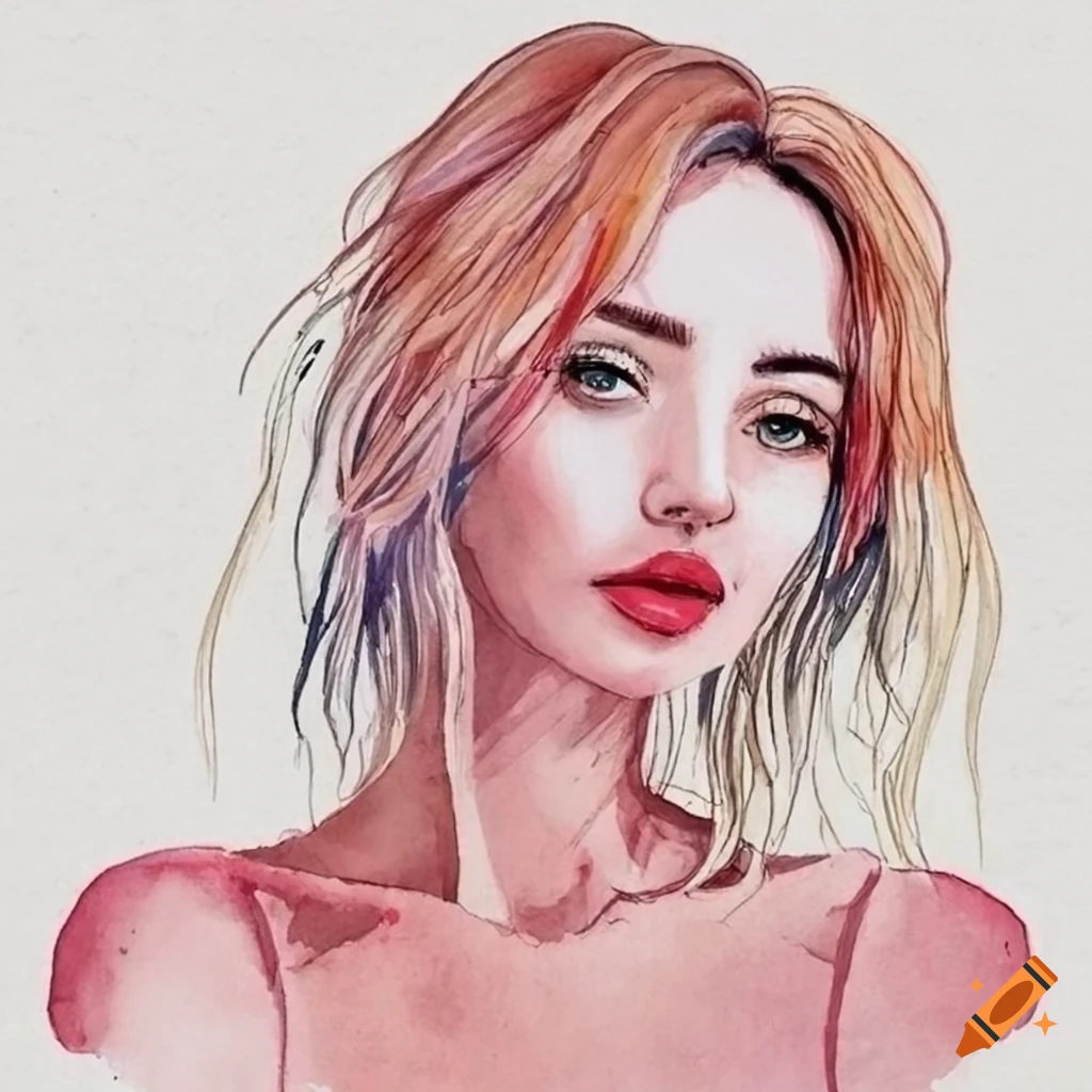 realistic watercolor painting of a woman