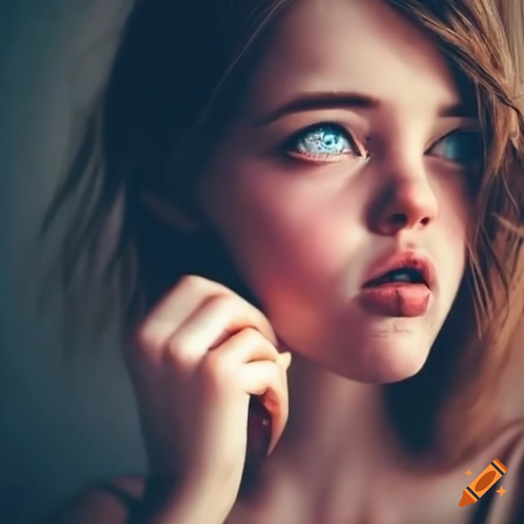 portrait of a girl deep in thought