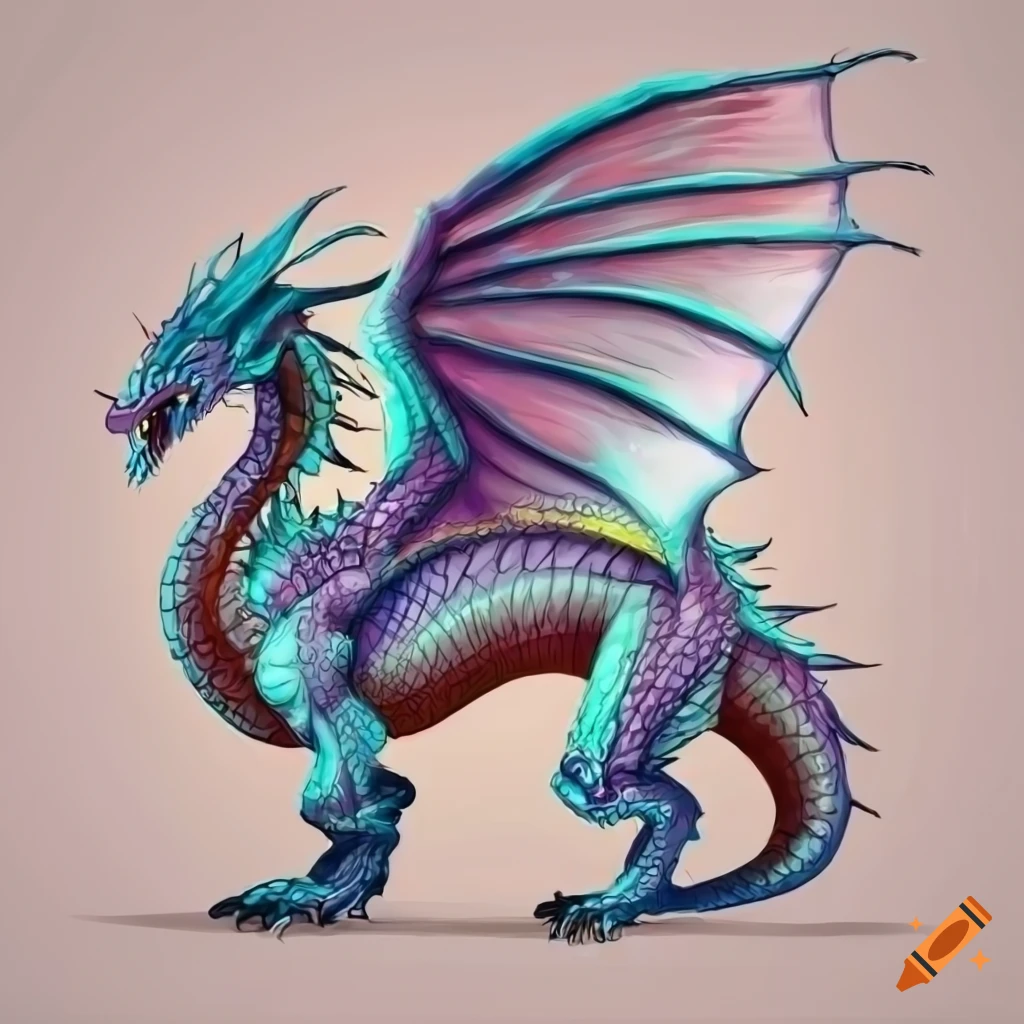 side view illustration of a detailed dragon with wings