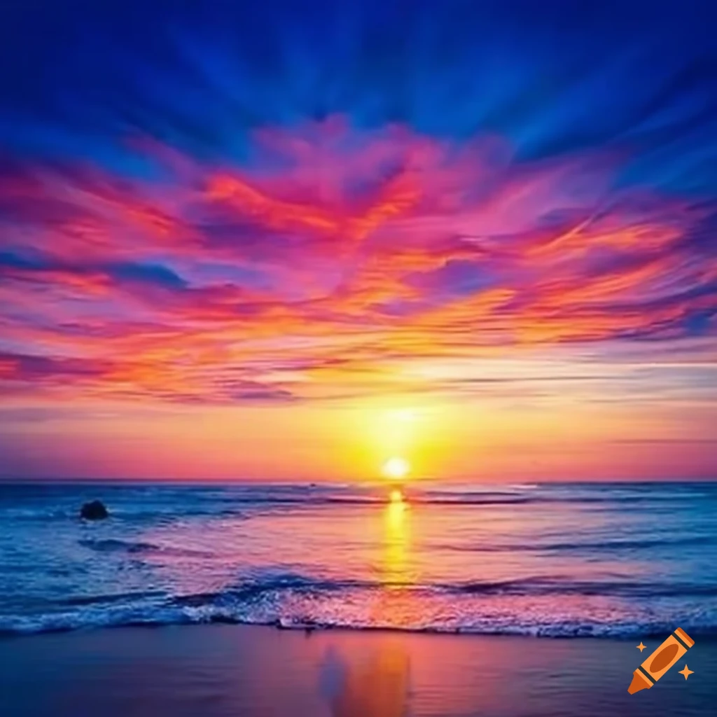 imagem de praia com sol e nuvens