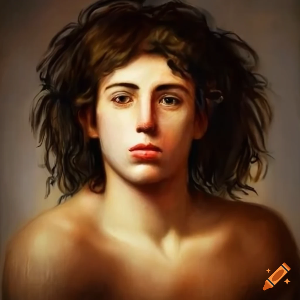 realistic painting of a confident male god