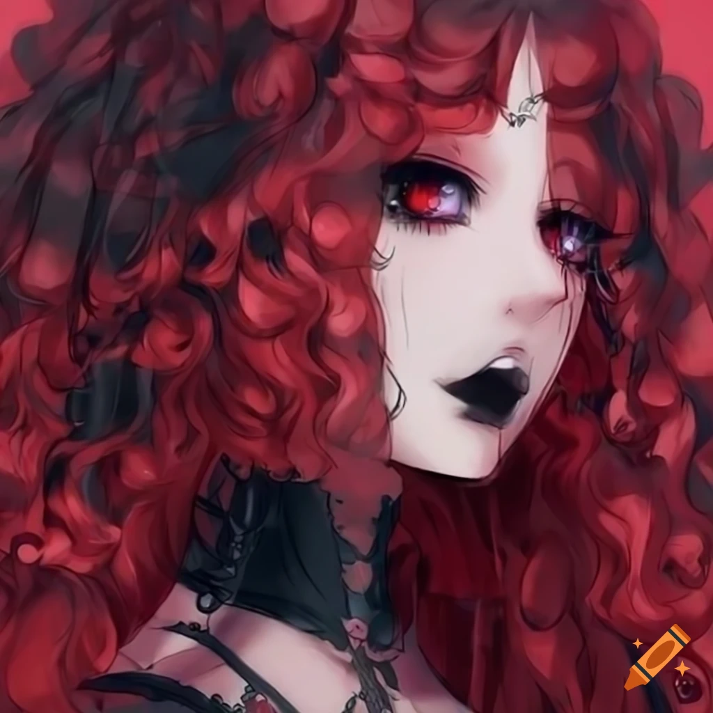 Anime girl with vibrant red curly hair on Craiyon