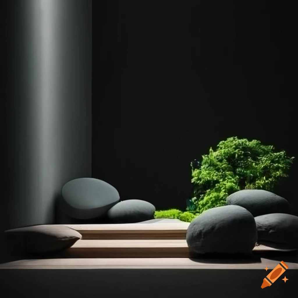 minimalist architecture with zen garden inside