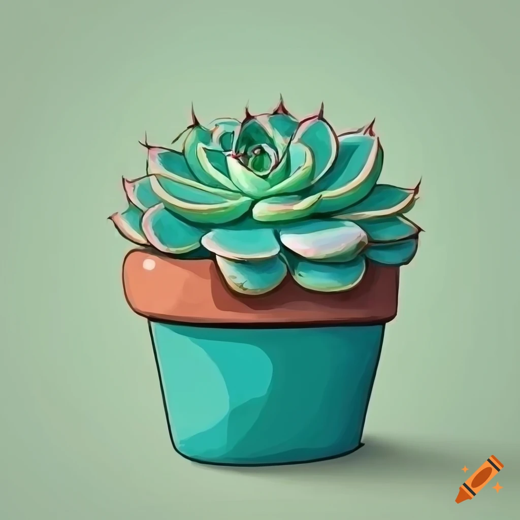dibujo minimalista de una Echeveria Esmeralda en macetero de terracota